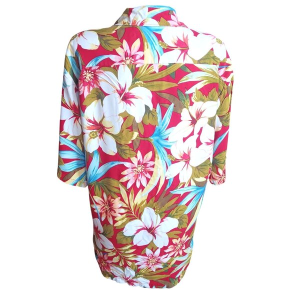 Men's Vintage Hawaiian Shirt Medium Floral Aloha Hut 100% Rayon 1990's Buttery - Picture 5 of 6